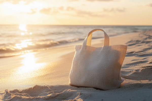 tote bag on the beach