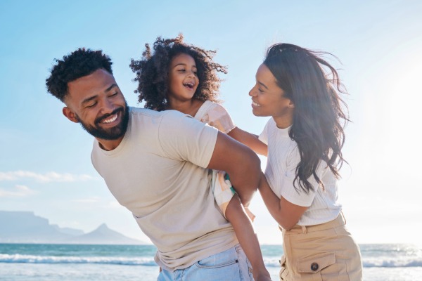 family on the beach